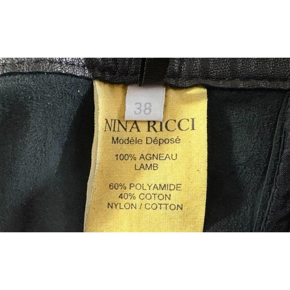 Nina Ricci soft lamb leather Cut Out Floral Pattern pants sz 38 US 6 mspr $1495 - Picture 3 of 6